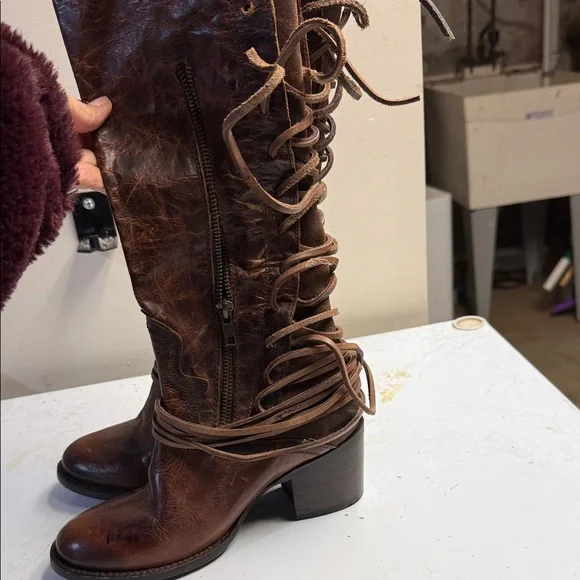 Freebird Dark Brown Leather Heeled Boots - Picture 5 of 5